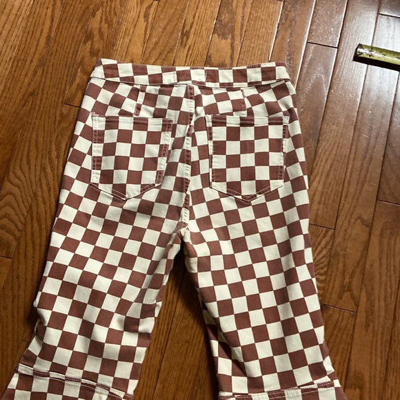 NWOT Free  People We The Free Float On Checkered Flared Jeans - Picture 6 of 12